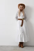 Pamuklu Beli Lastikli Etek - Beyaz thumbnail 2