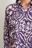 Çiçek Desenli Saten Gömlek Mor thumbnail 5