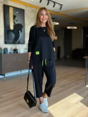 Kadın Iki Iplik Viskon Pamuk Kumaş Arma Detaylı Ikili Takım thumbnail 7