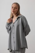 Geniş Manşet Detaylı Gömlek - Gri thumbnail 1