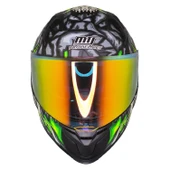 MTS M-910 SKULL MAT SİYAH-YEŞİL-BEYAZ GÜNEŞ VİZÖRLÜ KASK (GOLD CAMLI) thumbnail 2