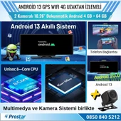 Kayıtlı 2 Kameralı Android 13 WIFI GPS 4G Uzaktan izlemeli 4 GB + 64 GB Carplay 512 GB Destekli Tak Kullan Kamera Seti - 4