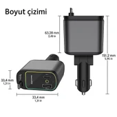 66W Led Işık Tavan Aydınlatmalı 4IN1 Çift Kablolu Hızlı Şarj 3.4A Araç İçi Çakmaklık Şarj Aleti - 3