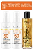 Dermaderm 2 Adet Spf 50+ Güneş Kremi 2X100ML. ve 1 Adet Okiro Shimmer Işıltılı Bronzlaşma Yağı 100ML. Set - 1