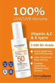 Dermaderm 2 Adet Spf 50+ Güneş Kremi 2X100ML. ve 1 Adet Okiro Shimmer Işıltılı Bronzlaşma Yağı 100ML. Set - 2