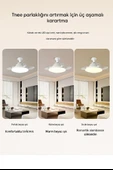 QASUL LED Işıklı Katlanabilir Akıllı Tavan Vantilatörü  Sessiz Fan & Kumandalı Aydınlatma - 4