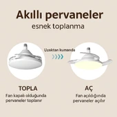 QASUL LED Işıklı Katlanabilir Akıllı Tavan Vantilatörü  Sessiz Fan & Kumandalı Aydınlatma - 2