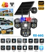 Ventus V380 Pro RX-66G 9MP (3+3+3) Üç Kameralı UltraHD 4G Güneş Enerjili Akıllı Güvenlik Kamerası - 1