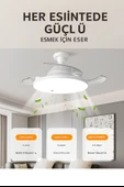QASUL LED Işıklı Katlanabilir Akıllı Tavan Vantilatörü  Sessiz Fan & Kumandalı Aydınlatma - 3