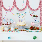 Parti İçin Sim Süs 2 Metre Uzunluk 8 Cm Genişlik Pembe Renk İthal - 4