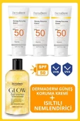 Dermaderm Altın Tozu Etkili Işıltılı Nemlendirici Losyon 250 ml. ve 3 Adet SPF 50+ Yüz ve Vücut Güneş Kremi 3 x 100 gr. - 1