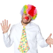 Rengarenk Kıvırcık Afro Bonus Peruk Ve Kırmızı Burun Seti - 1