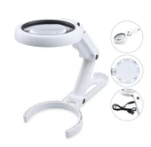 Usb Şarj Edilebilir Katlanabilir 3.510x Büyüteç 8 Ledli Masa Ve Eliçin  Taşınabilir Büyüteç Fs90rc - 1