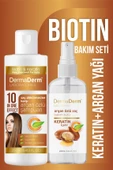 Dermaderm Argan Yağlı Biotin ve Keratinli Bitkisel Saç Bakım Seti(Argan Özlü Şampuan ve Saç Bakım Sütü) 2 x 250 ml. - 1