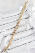 Pirinç Zirkon Taşlı Sıralı Ok Model Gold Renk Kadın Bileklik thumbnail 2