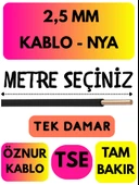 Öznur 2,5 MM NYA Kablo Metre Seçenekli (Siyah) - 1