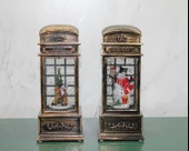 Telefon Kulübesi Tasarımı Yılbaşı Temalı Işıklı Müzikli Kar Küresi 3210 - 1