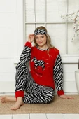 Moda Çizgi Polar Kadın Pijama Takımı - 3