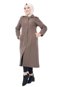 Kapüşonlu Kapitone Tesettür Mont  Kahverengi - 1