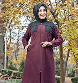 Omuzu Parçalı Vişne Tesettür Kap - 1