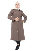 Kapüşonlu Kapitone Tesettür Mont  Kahverengi - 2