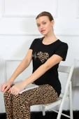 Moda Çizgi Kadın Penye Kısa Kol Pijama Takım 4128 - 2