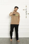Moda Çizgi Baba Oğul Bej Aile Pijama Takım Ayrı Ayrı Satılır 50102 - 4