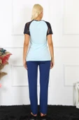 Moda Çizgi Kadın Kolu Dantelli Penye Pijama Takım 4148 - 4
