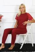 Moda Çizgi Kadın Kolu Dantelli Penye Pijama Takım 4152 - 3