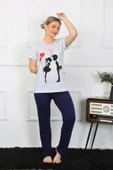Moda Çizgi Kadın Kısa Kol Penye Pİjama Takımı 4208 - 6