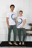 Moda Çizgi Kadın Pamuk Penye Sevgili Kombini Pijama Takımı Beyaz 50127 Tek Takım Fiyatıdır thumbnail 3