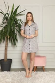 Moda Çizgi Kadın Pamuklu Önden Düğmeli Gecelik 1003 - 2