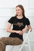 Moda Çizgi Kadın Penye Kısa Kol Pijama Takım 4128 - 5