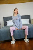 Moda Çizgi Kadın Penye Uzun Kol Pijama Takım 4118 - 3