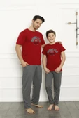 Moda Çizgi Baba Oğul Kırmızı Aile Pijama Takım Ayrı Ayrı Satılır 50102 - 2