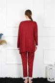 Moda Çizgi Kadın 3'lü Bordo Sabahlık Takım 16108 - 6