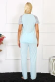 Moda Çizgi Kadın Kolu Dantelli Penye Pijama Takım 4151 thumbnail 4