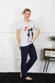 Moda Çizgi Kadın Kısa Kol Penye Pİjama Takımı 4208 - 2