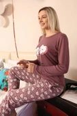Moda Çizgi Kadın Penye Uzun Kol Pijama Takım 4187 thumbnail 7