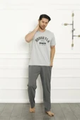Moda Çizgi Baba Oğul Gri Aile Pijama Takım Ayrı Ayrı Satılır 50102 - 4