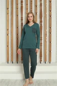 Moda Çizgi Kadın Penye Uzun Kol Pijama Takım 4146 - 2