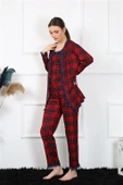 Moda Çizgi Kadın 3'lü Ekoseli Sabahlık Takım 16106 - 3