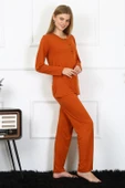 Moda Çizgi Kadın Penye Uzun Kol Patlı Pijama Takım 4168 - 2