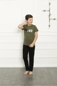 Moda Çizgi Baba Oğul Haki Aile Pijama Takım Ayrı Ayrı Satılır 50102 - 8