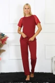 Moda Çizgi Kadın Kolu Dantelli Penye Pijama Takım 4152 - 1