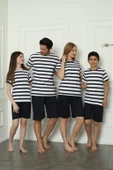 Moda Çizgi Aile Penye Şortlu Pijama Takım (baba - oğul ) 50116 Ayrı Ayrı Satılır . Fiyatları Farklıdır thumbnail 1