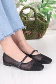 Fort 402 Ceyn Fileli Triko Toka Detaylı Şık Ev İş Ofis Rahat Günlük Ayakkabı Kadın Babet thumbnail 1