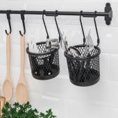 Siyah Renk Asılabilir Delikli Kaşıklık Çatal Kaşıklık Bıçaklık MeridyenDukkan 14x16 cm Siyah - 2