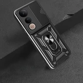 Vivo V50 Lite 4G Kılıf Magnetik Standlı Kamera Korumalı Zore Sürgülü Vega Kapak - 4