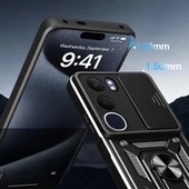 Vivo Y19S Kılıf Magnetik Standlı Kamera Korumalı Zore Sürgülü Vega Kapak - 3